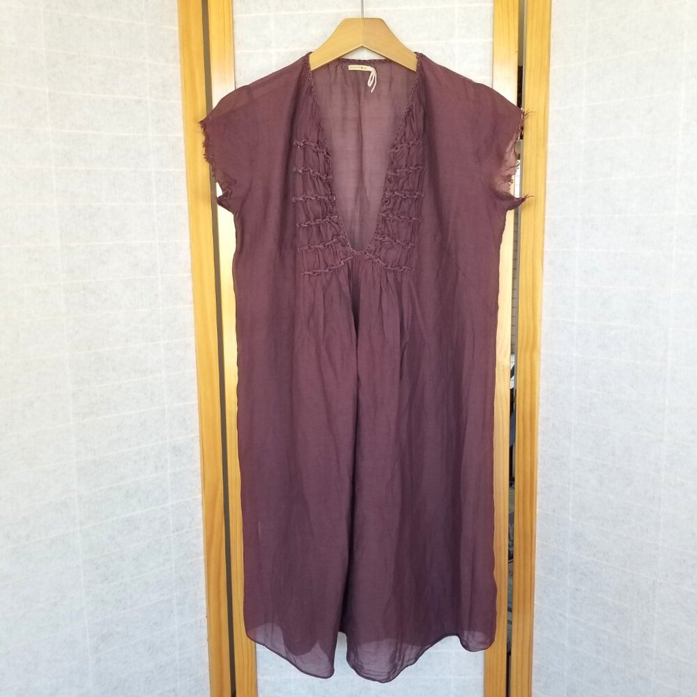 Max Studio Cotton Silk Blend Mini Dress Plum Color Semi Sheer Size XS/S